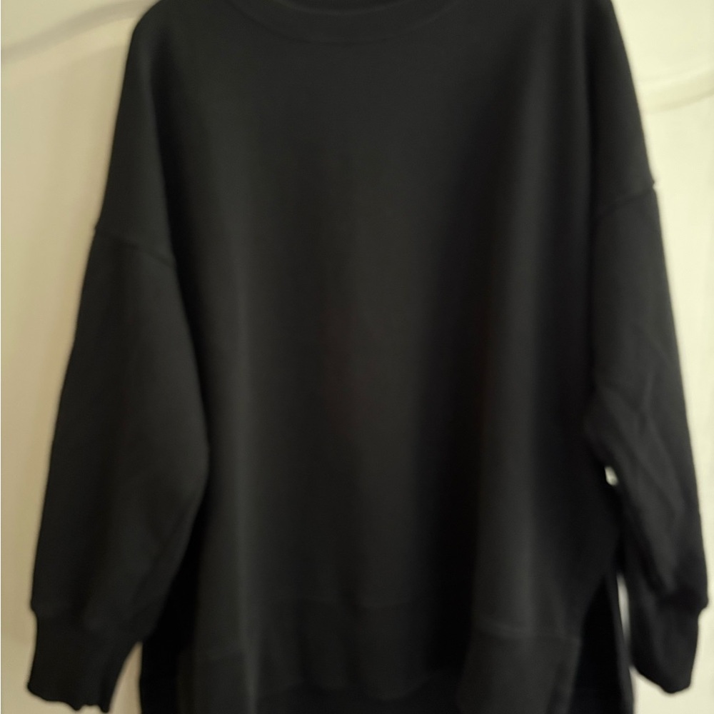 Aerie Black Crewneck Sweatshirt Relaxed Fit
